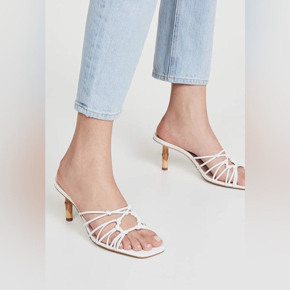 Schutz White Strappy “Bamboo” sandals